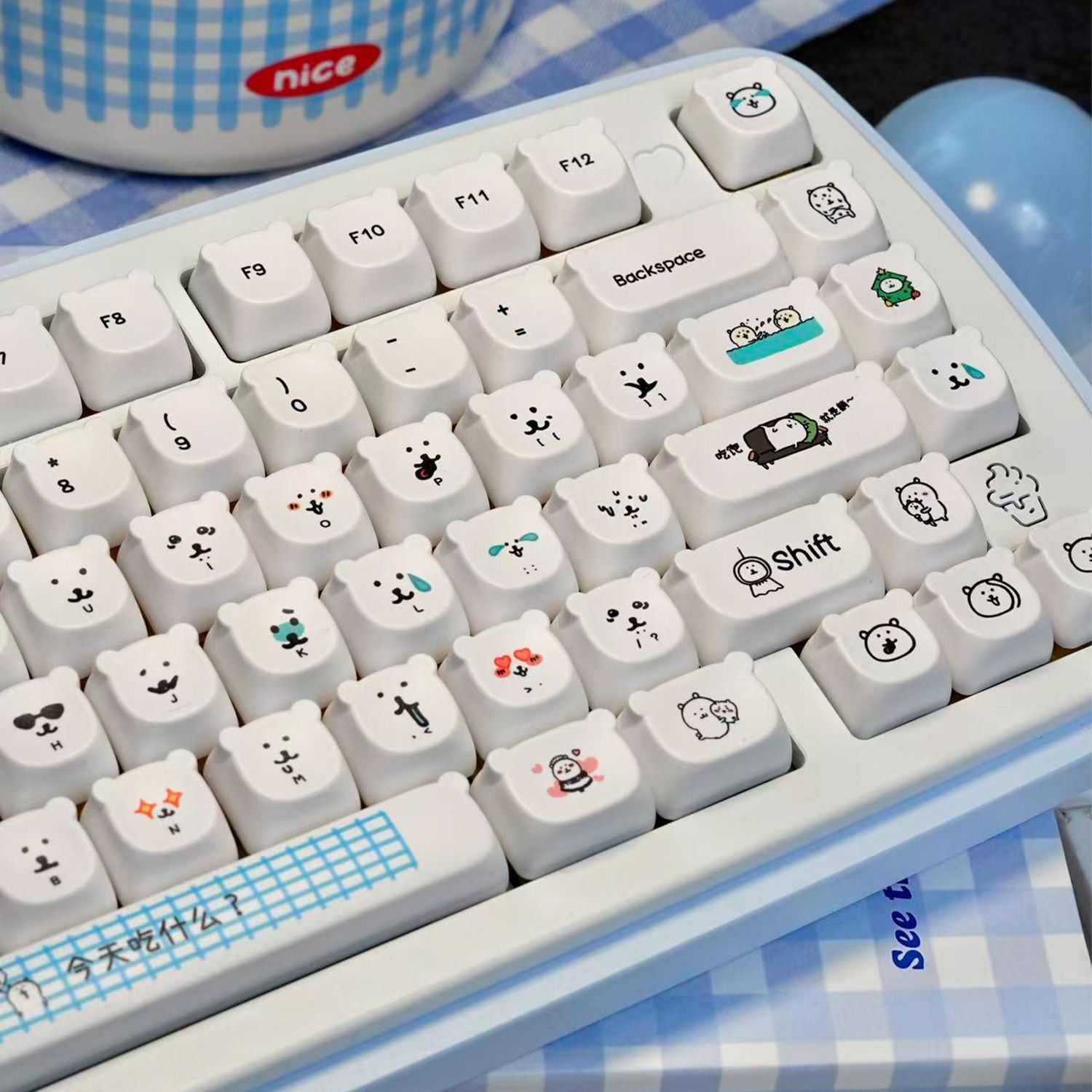 Gaming Accessories Kawaii - Kawaii Karikatür Şaka Ayısı PBT Tuş